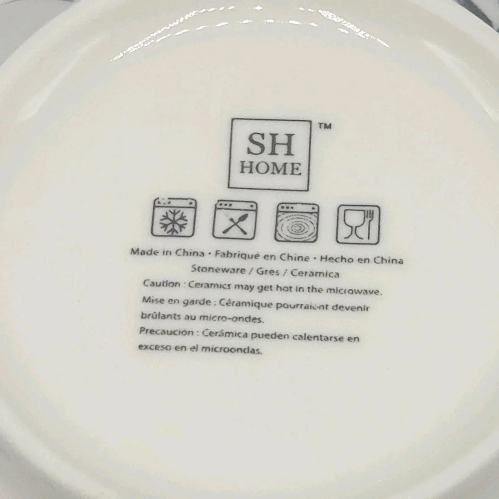 SH Home Blue Bamboo Ceramic Ramen Noodle Bowl 54oz With Chopsticks And Spoon 4pc